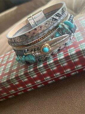 Layered Turquoise Accent Wrap Bracelet